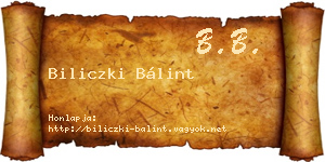 Biliczki Bálint névjegykártya